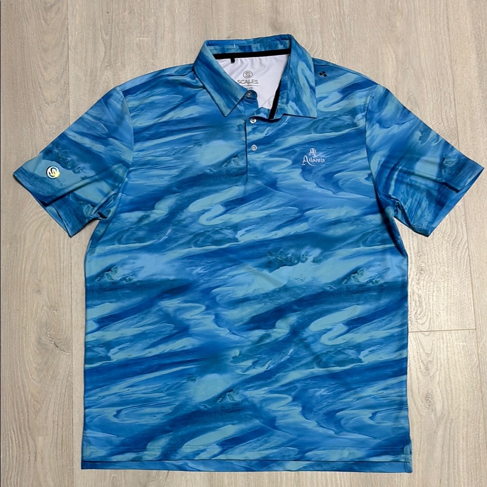 🔥BUNDLESALE L SCALES Atlantis Golf Club Shirt with Dynamic Pattern nwt